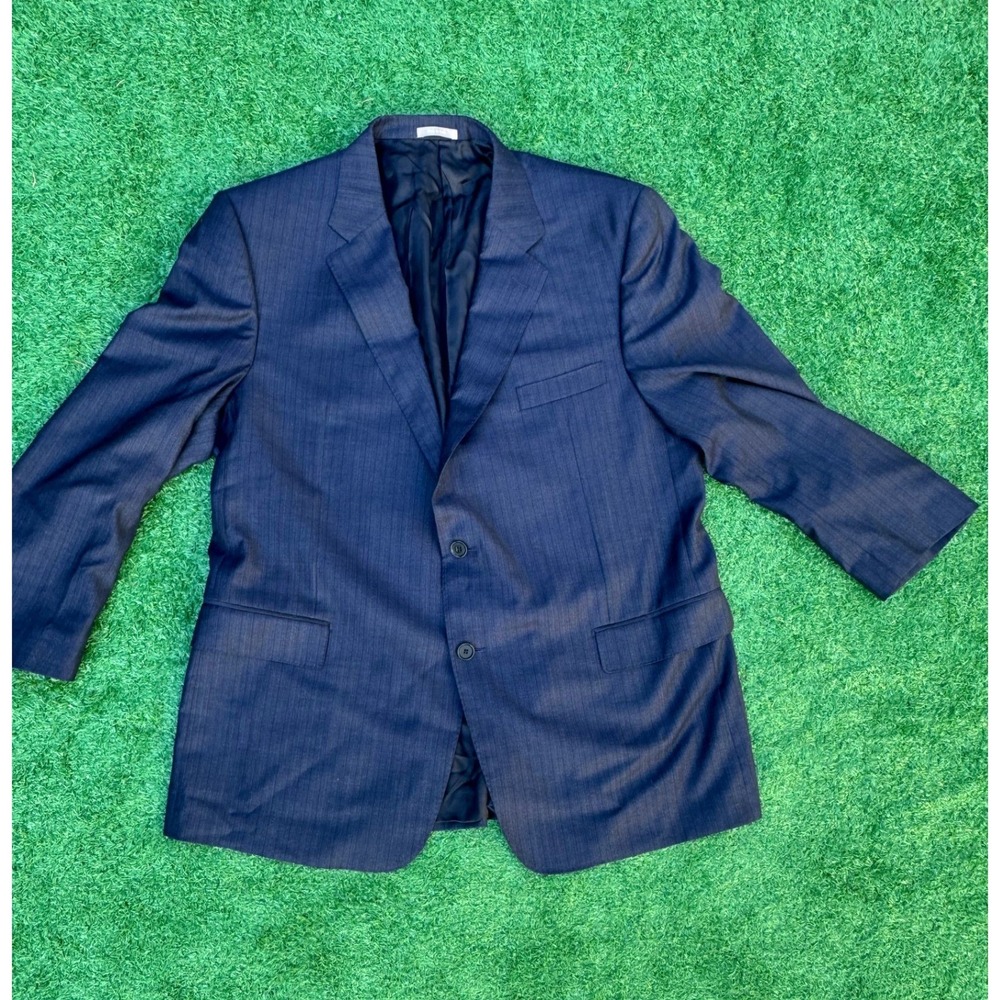 Cremieux Mens Navy Blue Pinstripe Two Button‎ Blazer Sport Coat Jacket